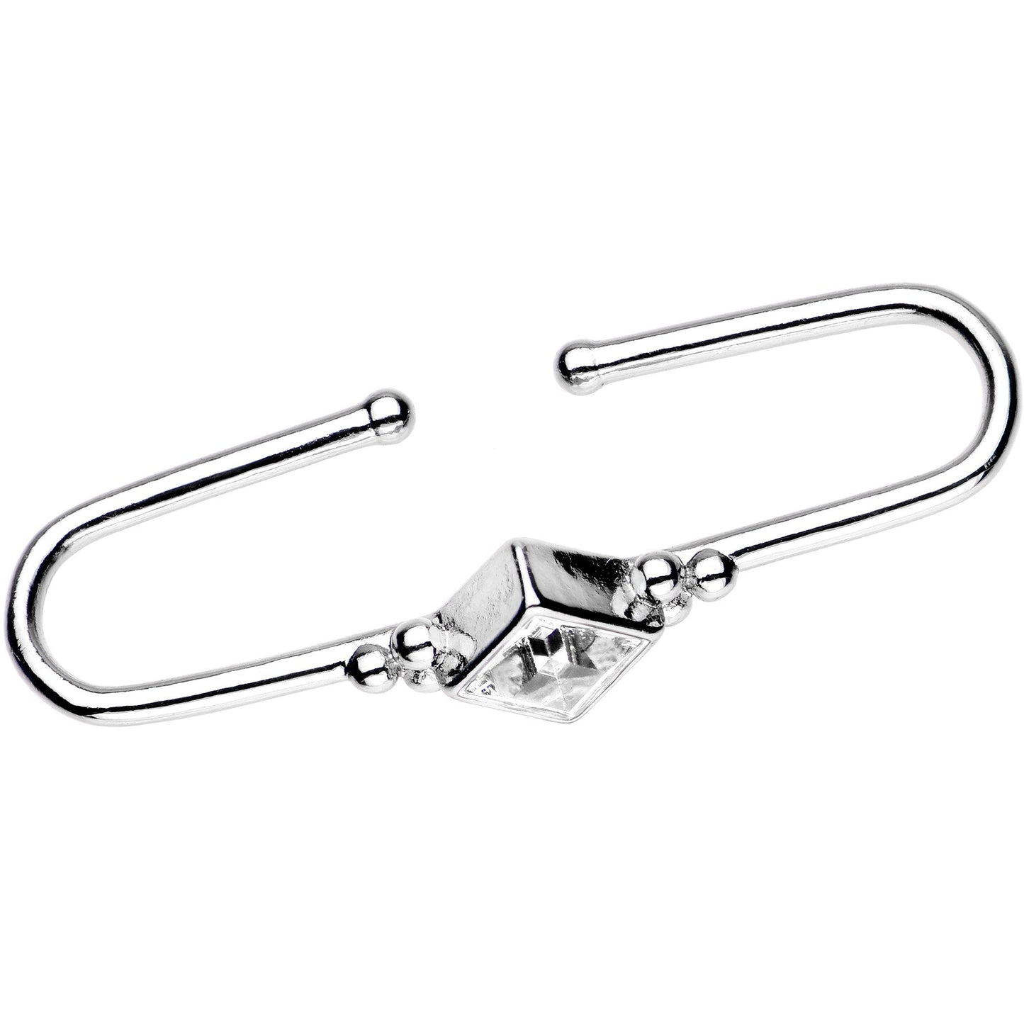 Clear Gem Rhombus Illusion Non Pierced Industrial Barbell