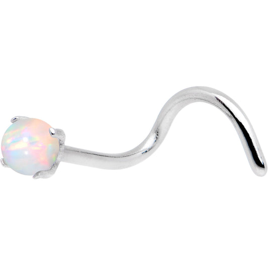 20G White Faux Opal Pronged Left Nose Screw