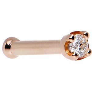 14K Rose Gold 1.5mm Genuine Diamond Nose Ring