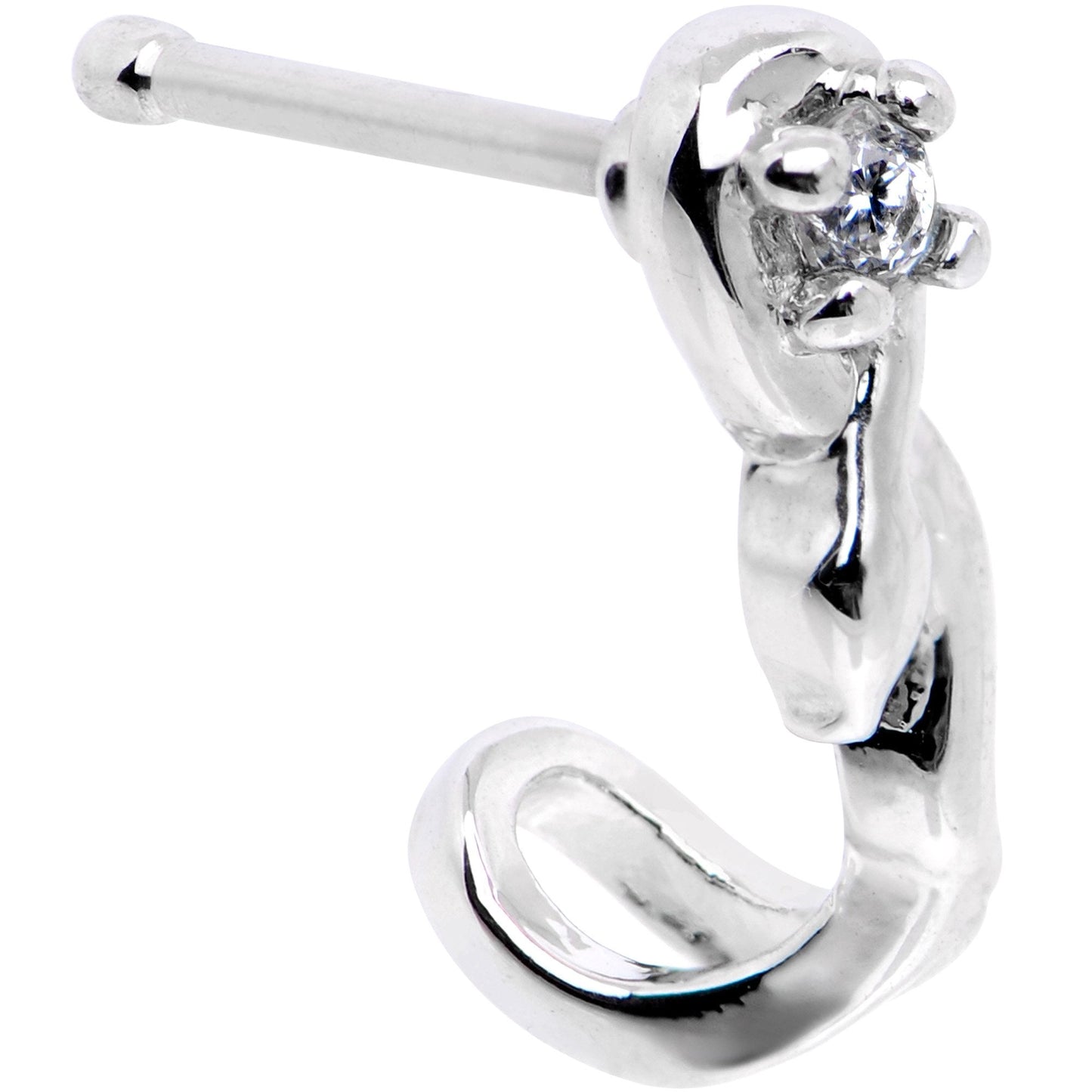 20G 1/4 Clear CZ Gem Deco Twist Nose Bone