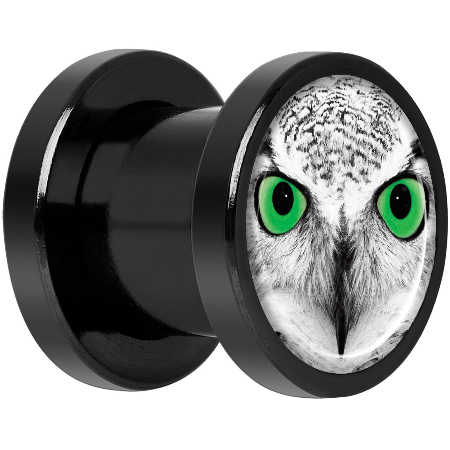 Black White Owl Black Anodized Screw Fit Plug Set 0G