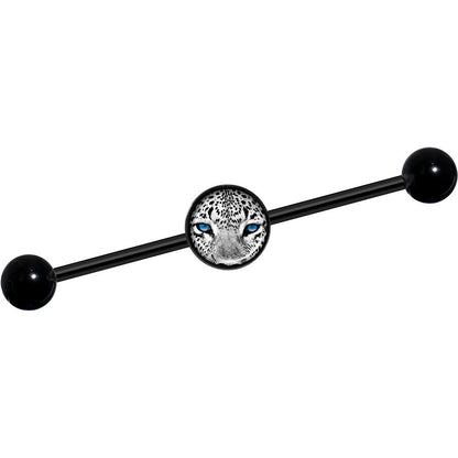 14G Black White Leopard Eyes Black Industrial Barbell 37mm