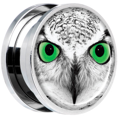Black White Owl Steel Screw Fit Plug Set 18mm