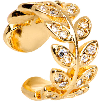 Clear Gem Crown of Leaves Adjustable Ear Cuff