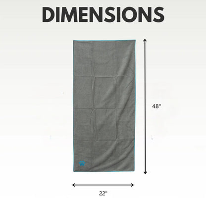 Country Living Large Gray Microfiber Dog Bath Towel with Teal Embroidered Paw Print