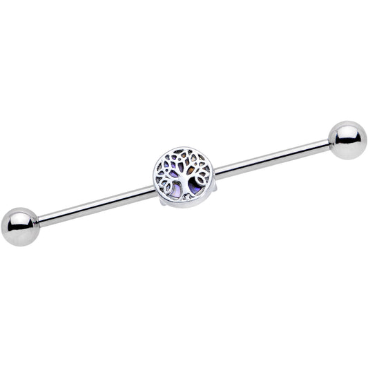 14G Iridescent Ornate Budding Tree Industrial Barbell 38mm