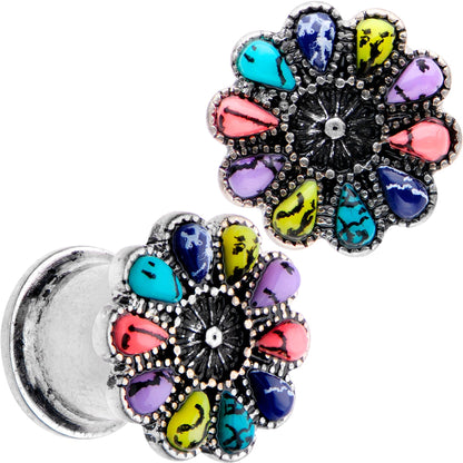Southwestern Pinwheel Flower Double Flare Plug Set Set 2G to 22mm