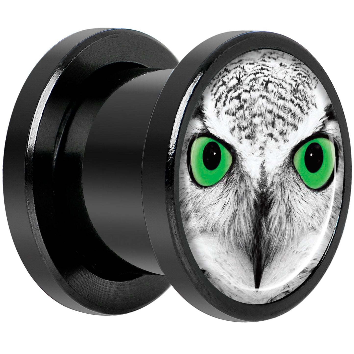 Black White Owl Black Anodized Screw Fit Plug Set 00G