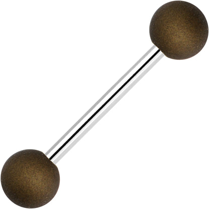 Brown Silicone Coated Acrylic Ball End Barbell Tongue Ring