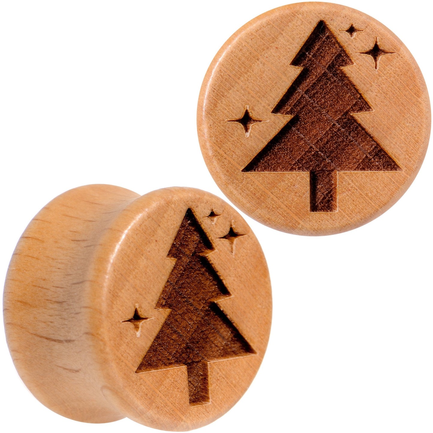 Organic Beechwood Christmas Tree Saddle Plug Set Sizes 8mm to 25mm