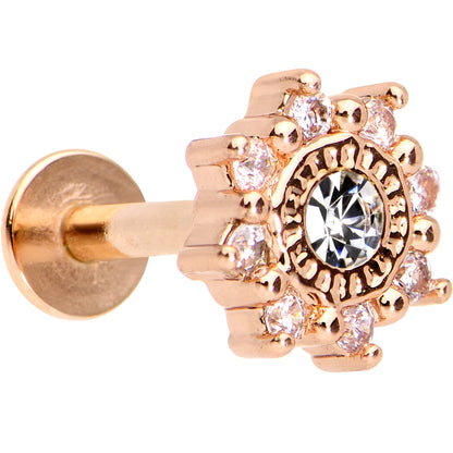 1/4 Clear CZ Rose Gold Tone Starflake Cartilage Tragus Earring