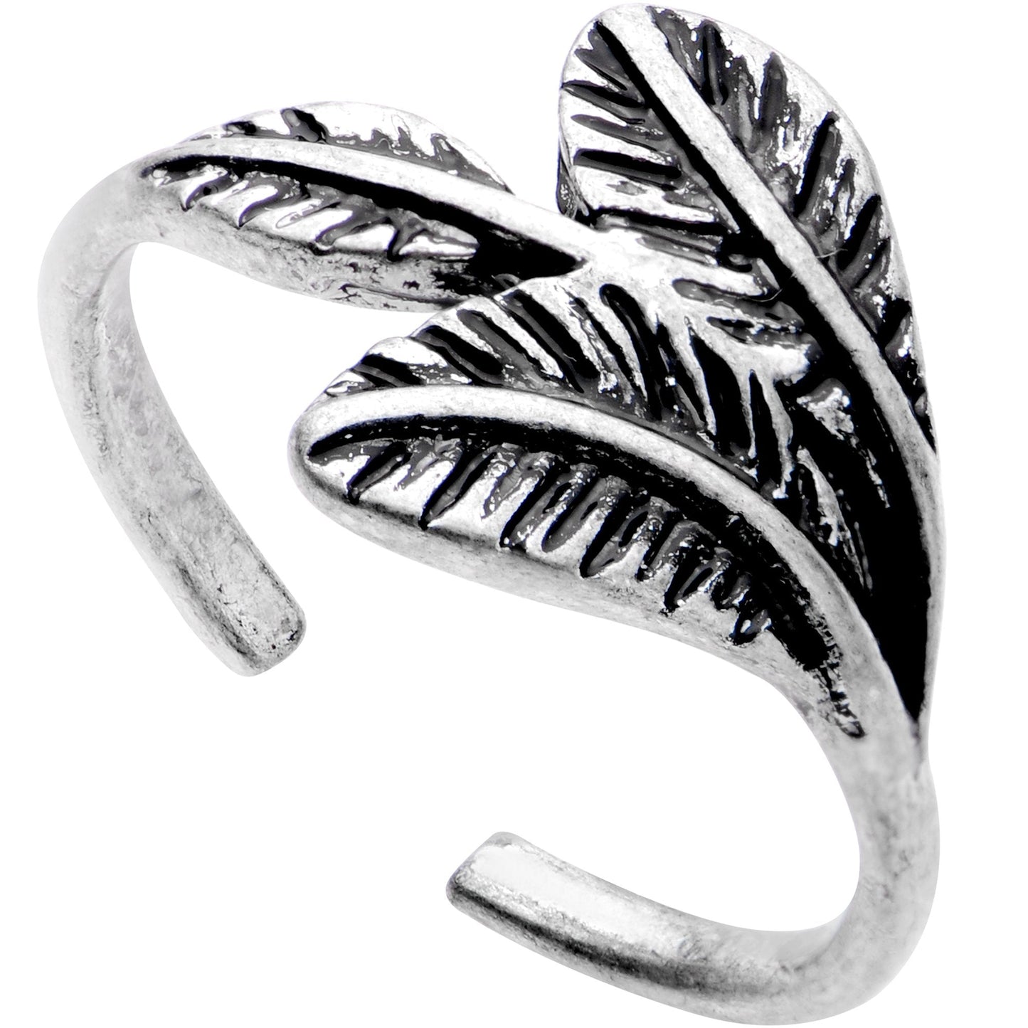 Silver Plated Plume of Feathers Toe Ring