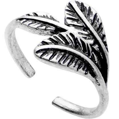 Silver Plated Plume of Feathers Toe Ring