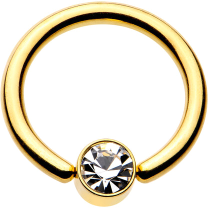 12G 1/2 Clear Gem 5mm Disc Gold IP BCR Captive Ring