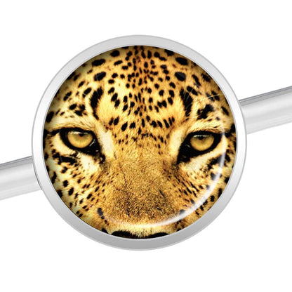14G Full Color Leopard Eyes Industrial Barbell 37mm
