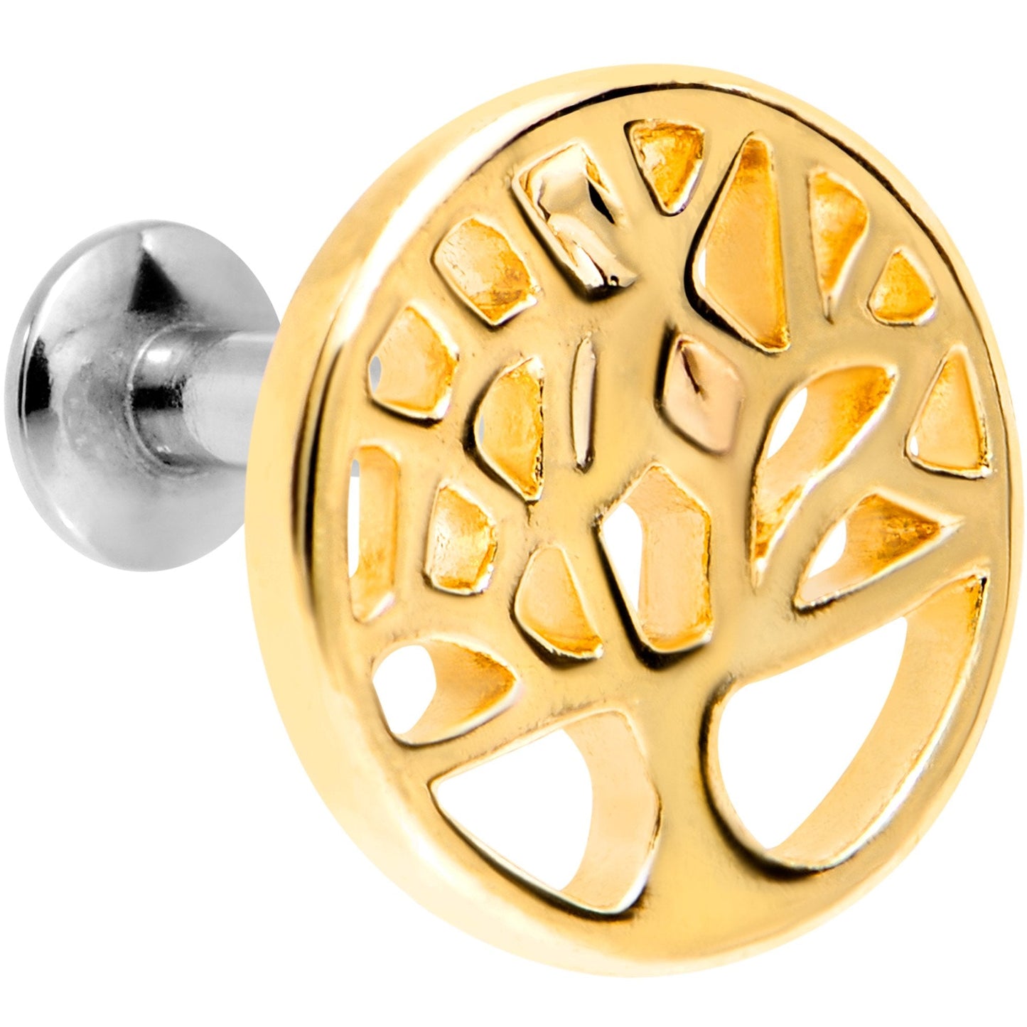 1/4 Gold Tone Tree of Life Cutout Tragus Cartilage Earring