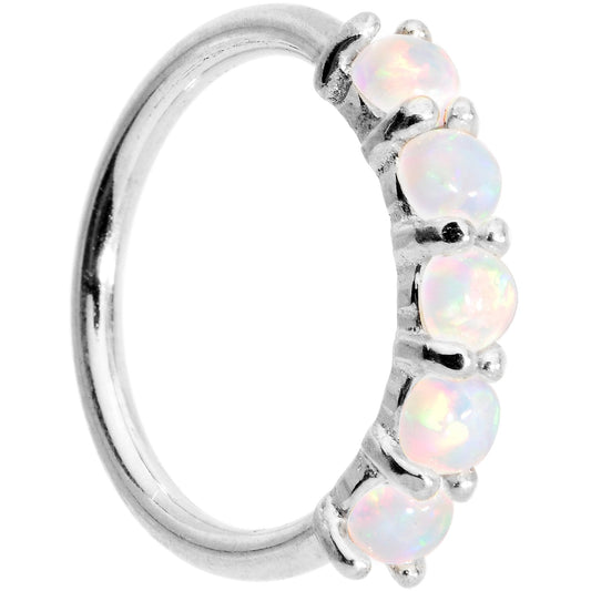 18G White Synthetic Opal 14k White Gold Seamless Circular Ring