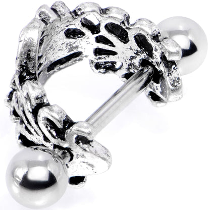 16G 1/2 Blue Gem Double Daisy Flower Cuff Cartilage Earring