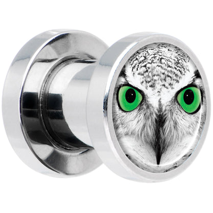 Black White Owl Steel Screw Fit Plug Set 2G