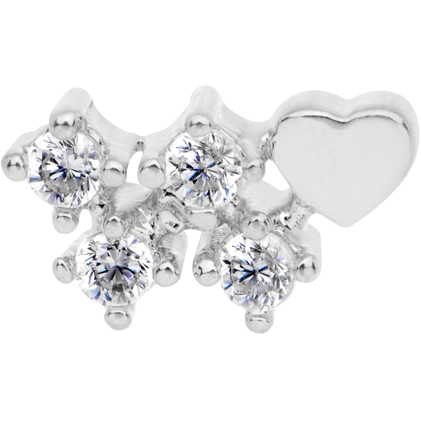 20G Clear CZ Heart Faux Hoop L Shaped Nose Ring