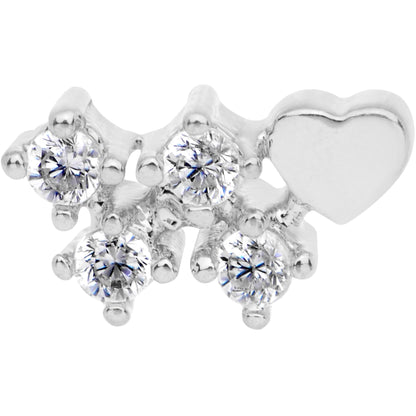 20G Clear CZ Heart Faux Hoop L Shaped Nose Ring