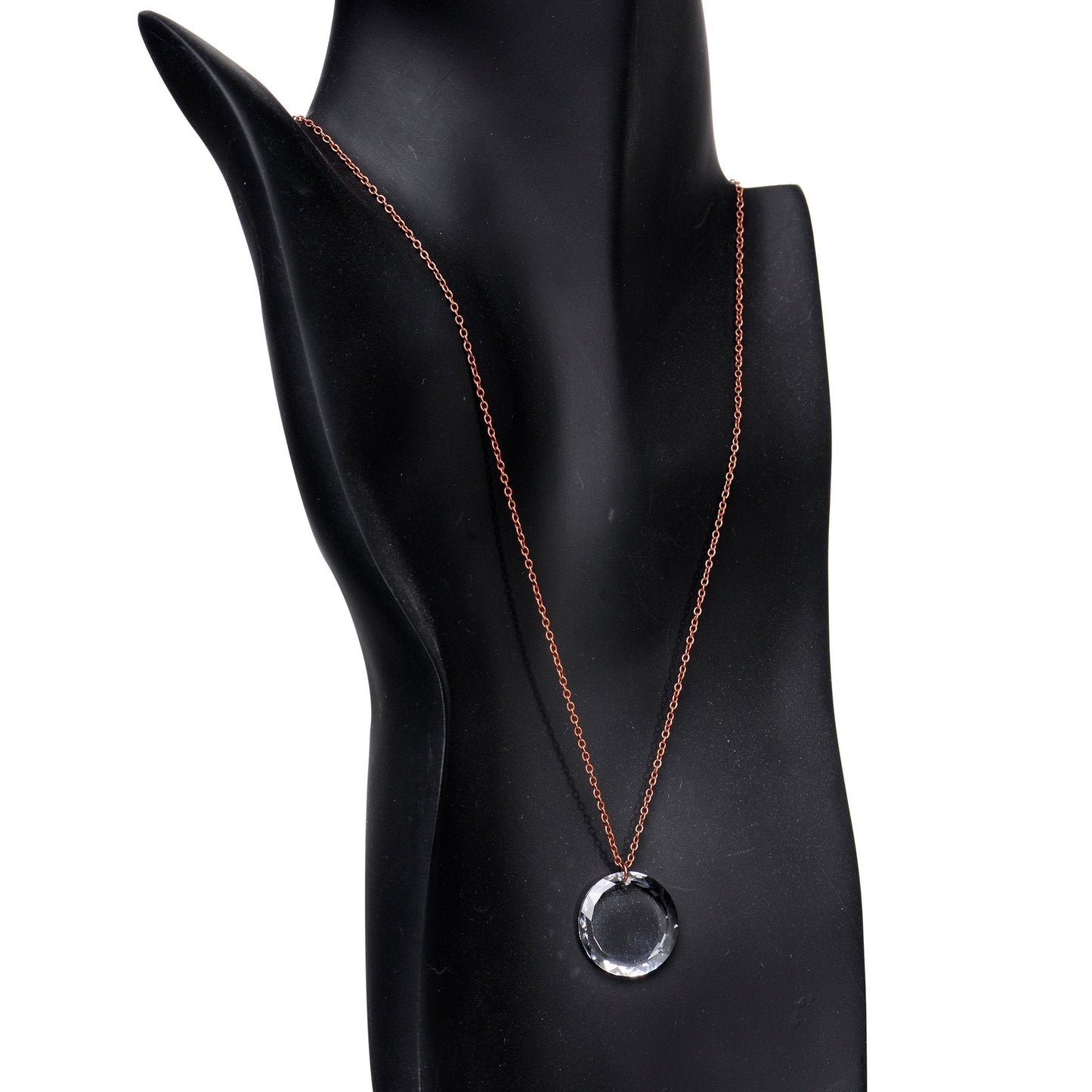 Clear Halo Copper Chain Necklace Created with Crystals