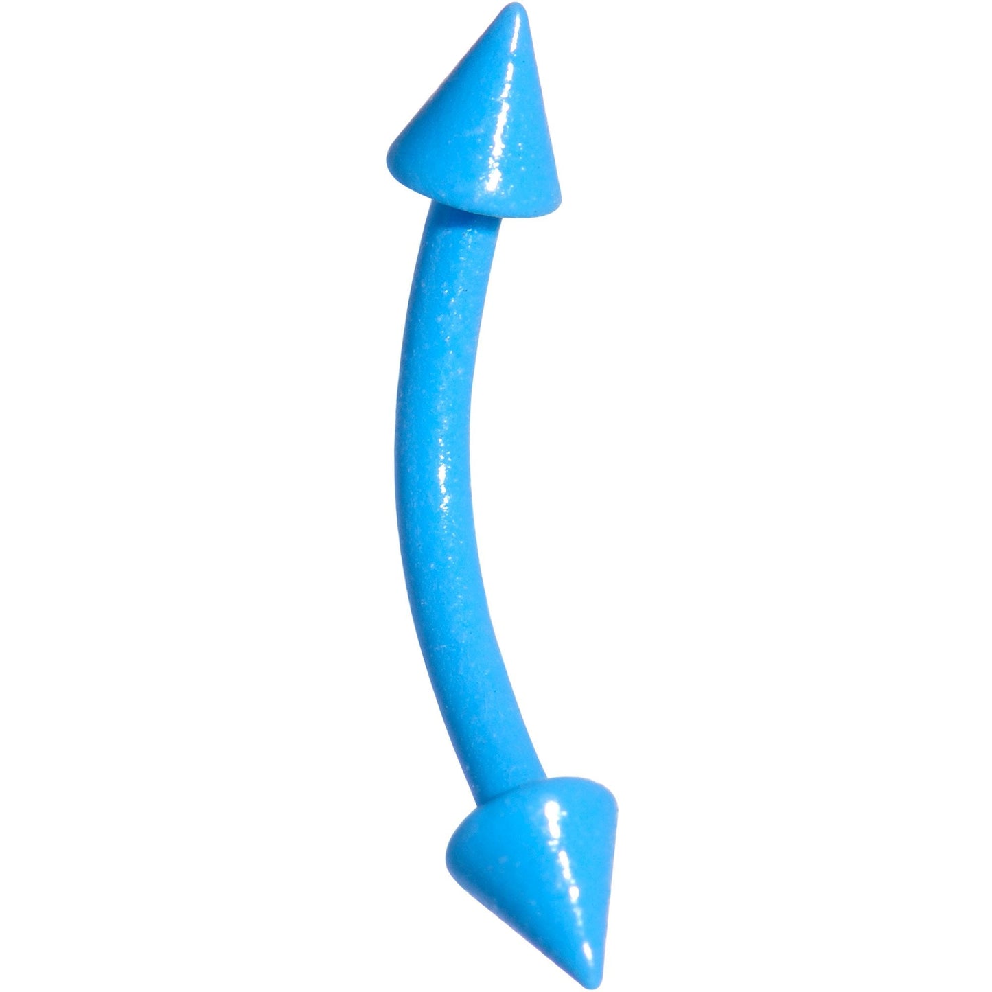 16G 3/8 Blue Glow In The Dark Effect Cone Curved Eyebrow Ring