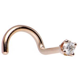 14K Rose Gold 2mm Genuine Diamond Nose Ring