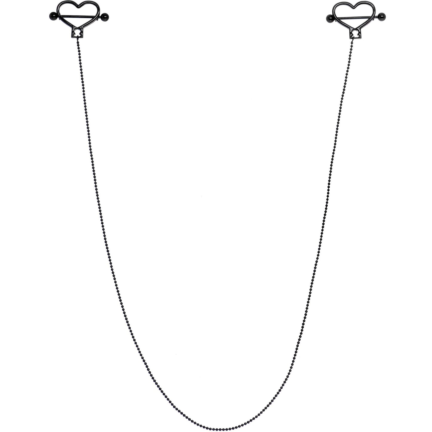 Black Anodized Heart to Heart Dangle Nipple Chain
