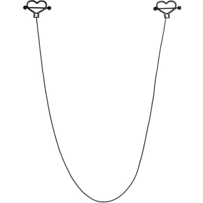 Black Anodized Heart to Heart Dangle Nipple Chain