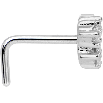 20G Clear CZ Heart Faux Hoop L Shaped Nose Ring