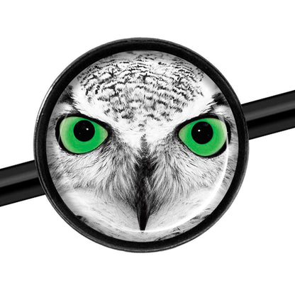 14G Black White Owl Black Industrial Barbell 37mm