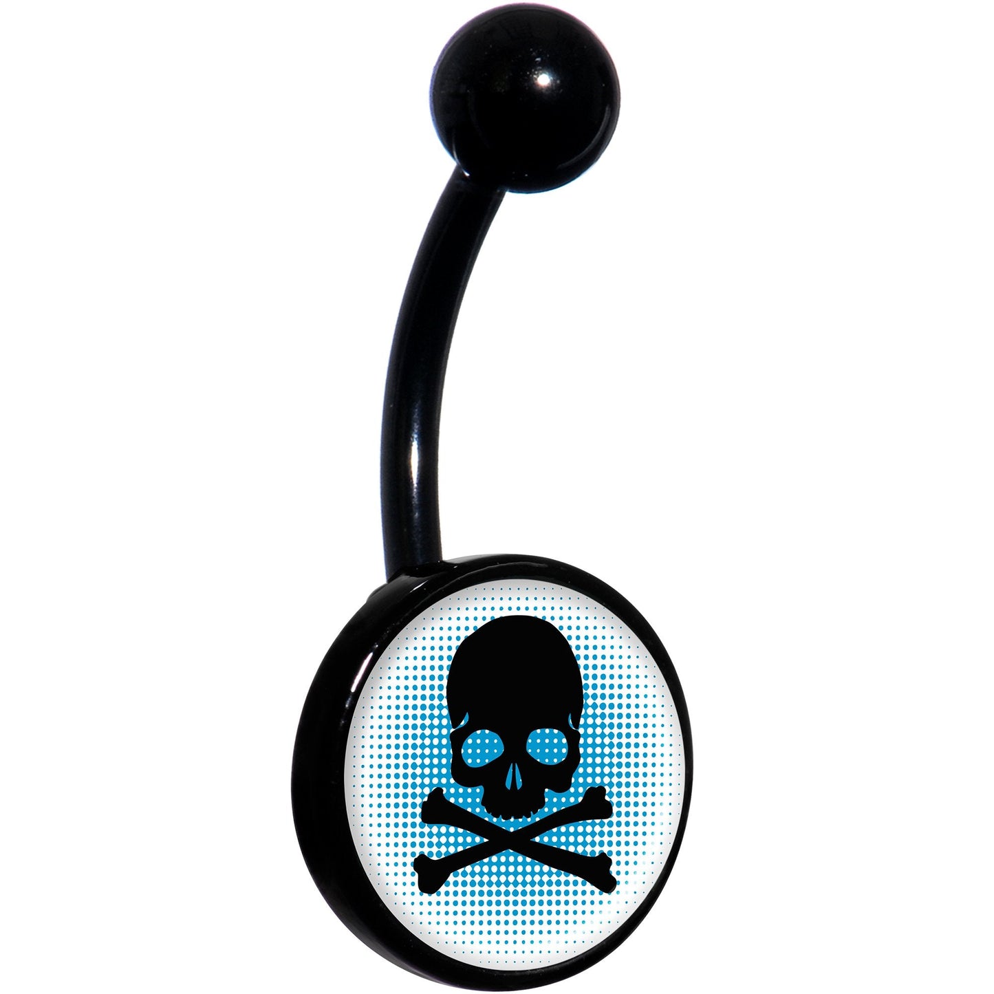 Blue Black Skull Black Belly Ring