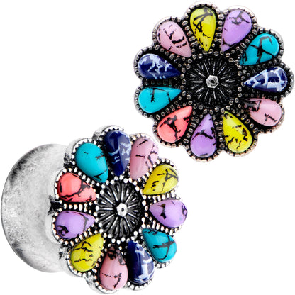 Southwestern Pinwheel Flower Double Flare Plug Set Set 2G to 22mm