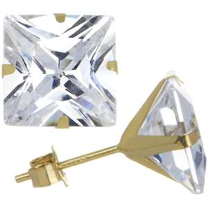 14k Yellow Gold 1.25ct Cubic Zirconia Square Earrings