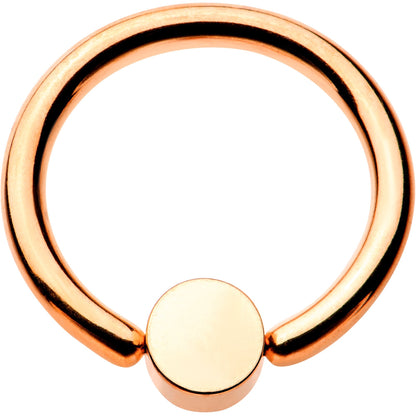 14G 3/8 Clear Gem 4mm Disc Rose Gold IP BCR Captive Ring