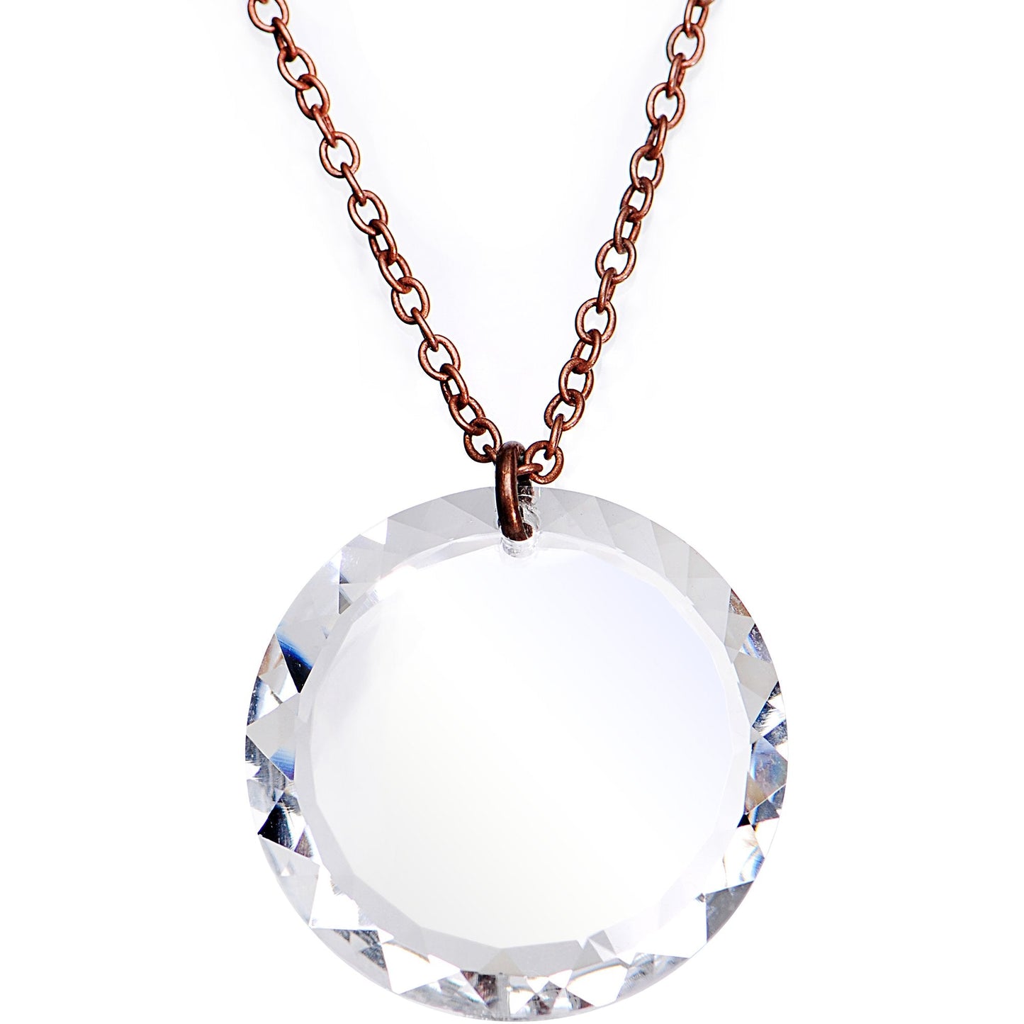 Clear Halo Copper Chain Necklace Created with Crystals