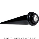 Black Acrylic Silver Flashy Tire Rim Taper 2G to 20mm