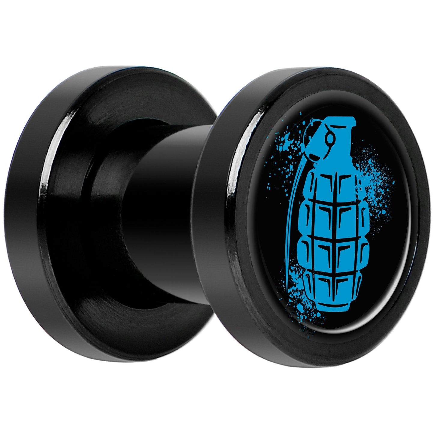 Blue Grenade Black Anodized Screw Fit Plug Set 2G