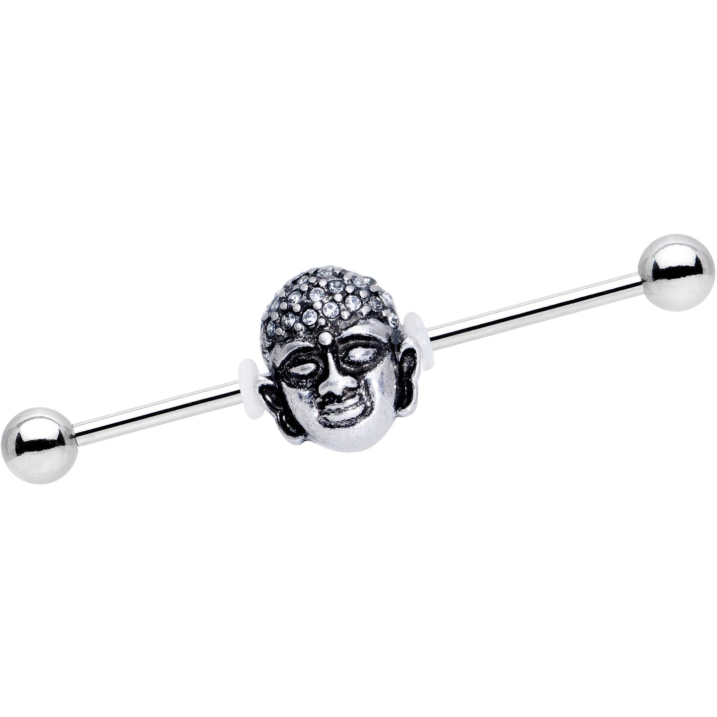 Clear Gem Expanding Buddha Brain Industrial Barbell 38mm