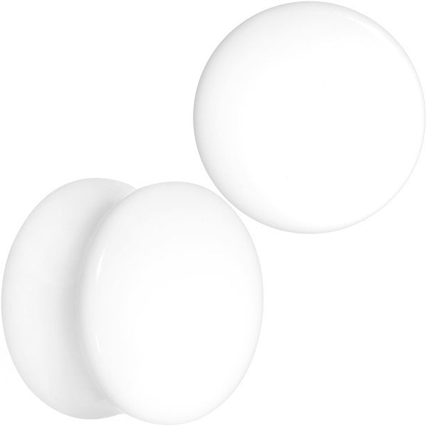 5/8 White Acrylic Saddle Plug Set of 2