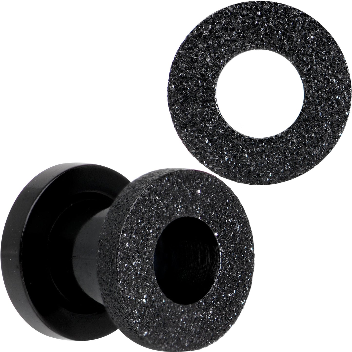 Black PVD Sandblasted Screw Fit Tunnel Plug Set 5mm to 16mm