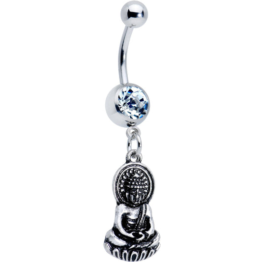 Clear Gem Buddha Mantra Dangle Belly Ring