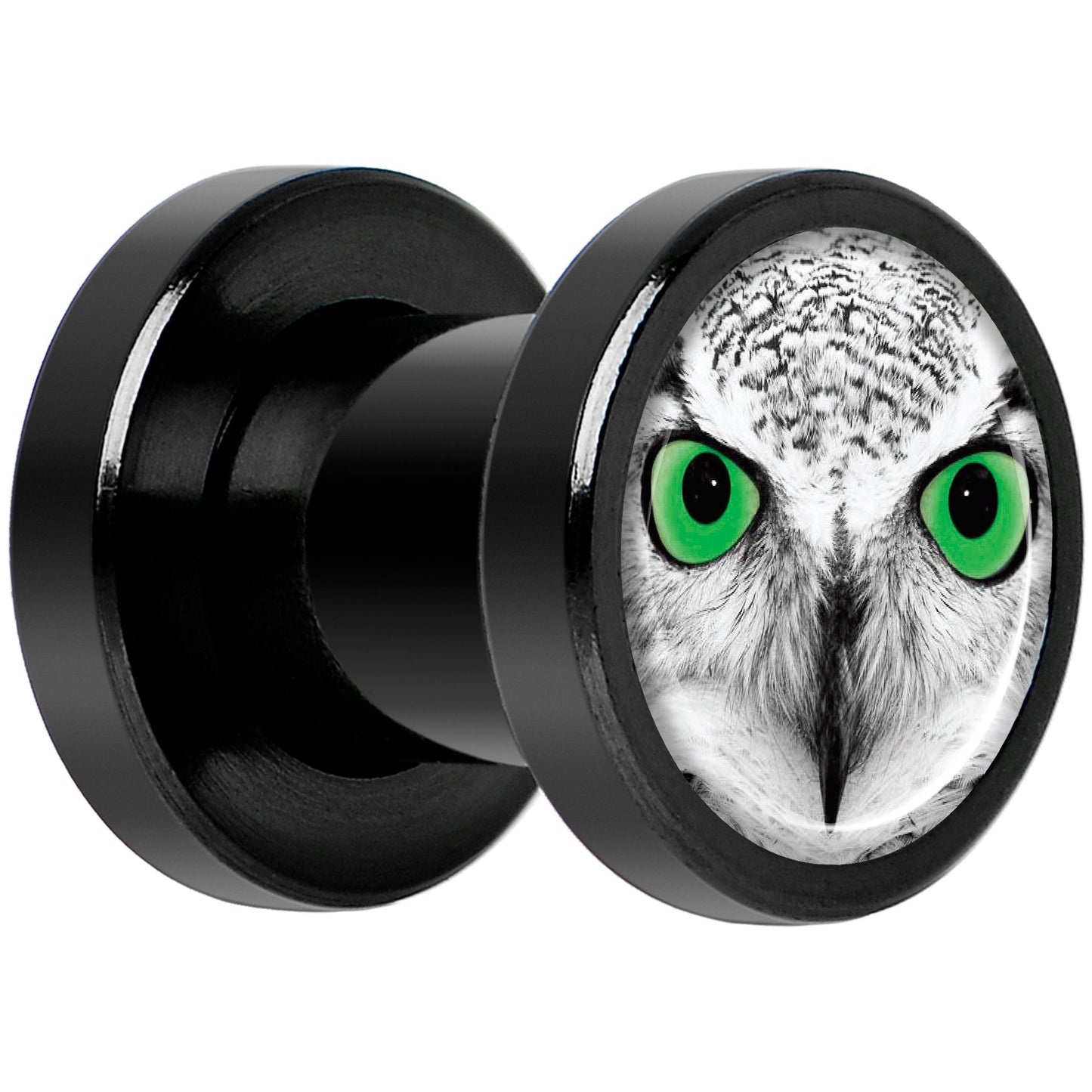 Black White Owl Black Anodized Screw Fit Plug Set 2G