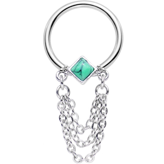 14G 1/2 Faux Turquoise Southwest Drama Dangle BCR Captive Ring