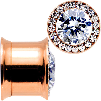 1/2 Clear CZ Gem Rose Gold PVD Goddess of Glam Screw Fit Plug Set