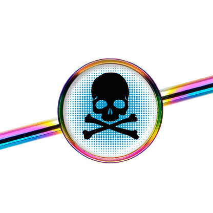 14G Blue Rainbow Skull Rainbow Industrial Barbell 37mm