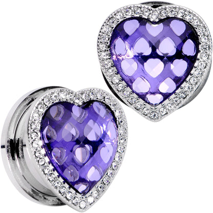 Clear Purple Gem Hug Your Heart Screw Fit Plug Set 6mm to 22mm