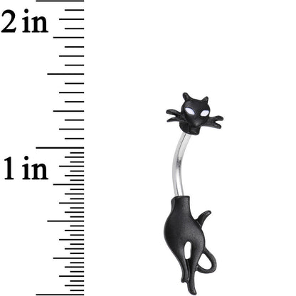 Clear Gem Sleek Black Cat Double Mount Belly Ring
