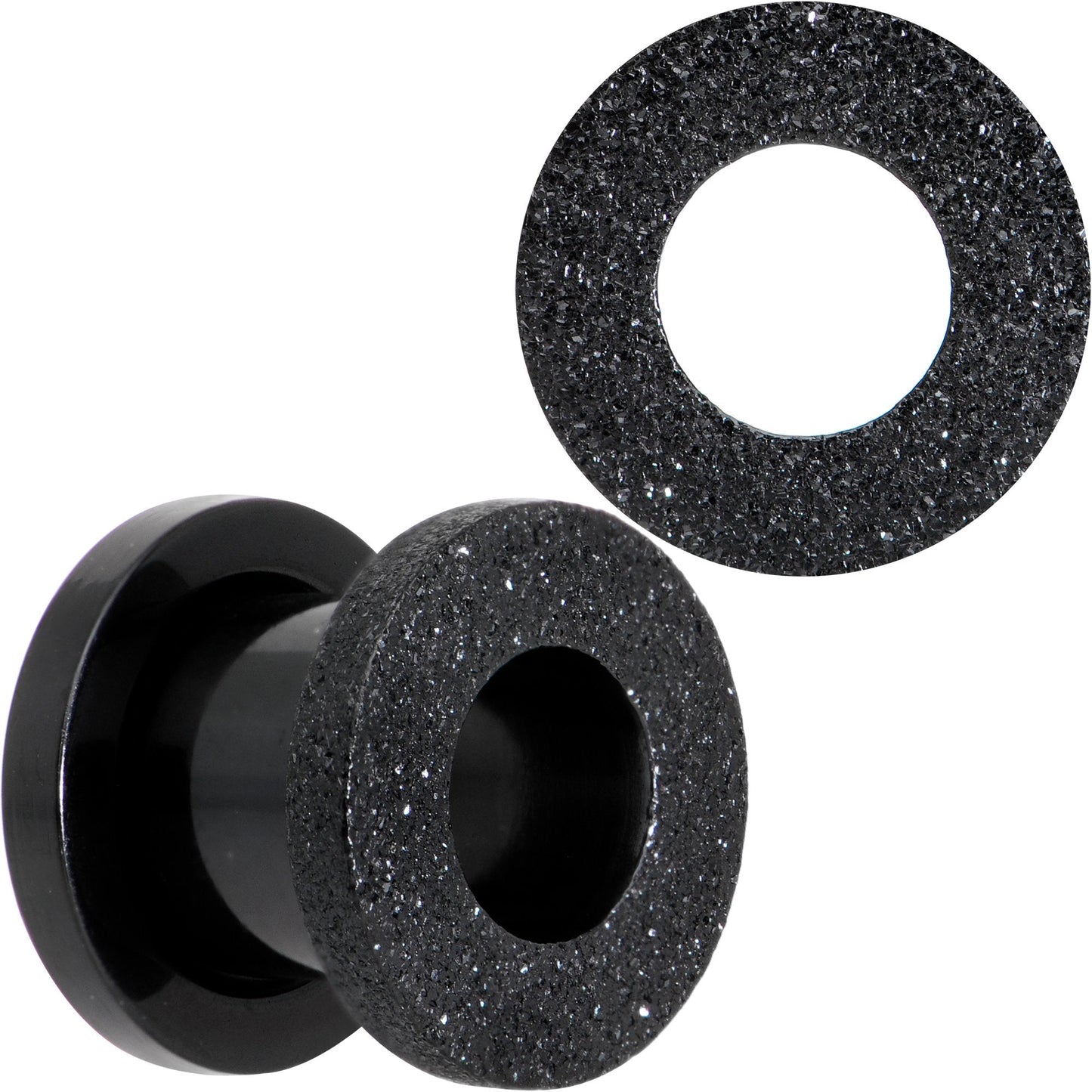 Black PVD Sandblasted Screw Fit Tunnel Plug Set 5mm to 16mm